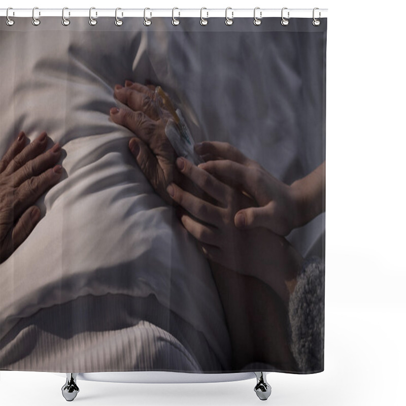 Personality  Touching Hands Of Mum Shower Curtains