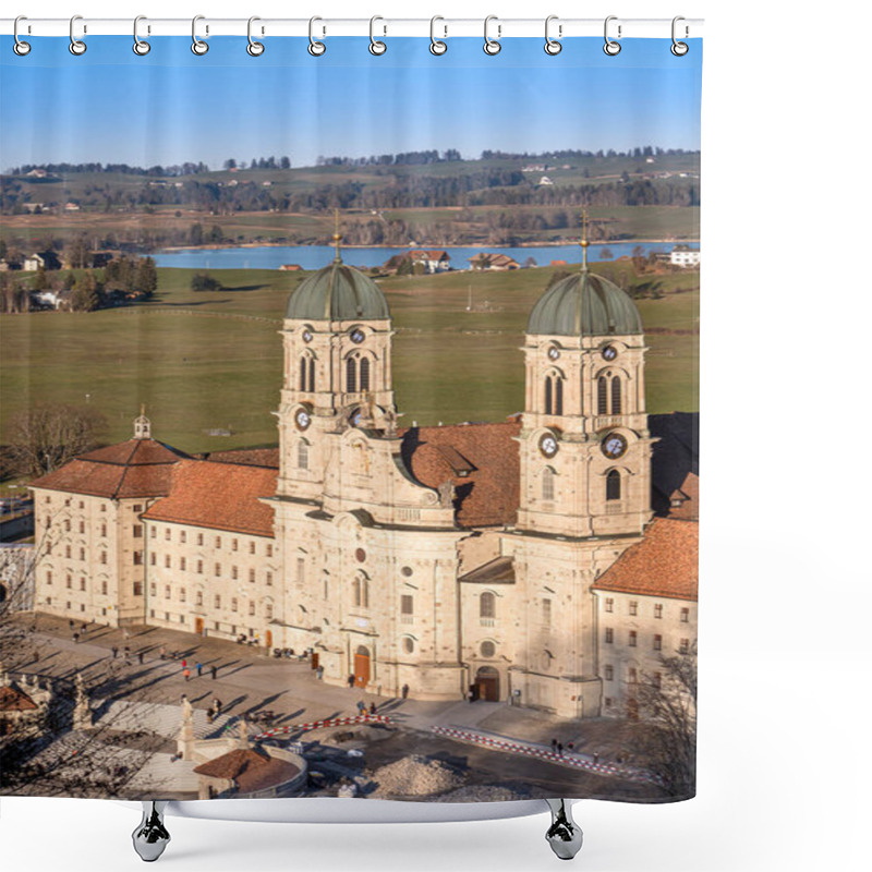 Personality  Einsiedeln, Switzerland - November 25, 2020: The Benedictine Abbey Of Einsiedeln With Its Mighty Basilica Is The Main Catholic Pilgrimage Center In Switzerland Shower Curtains