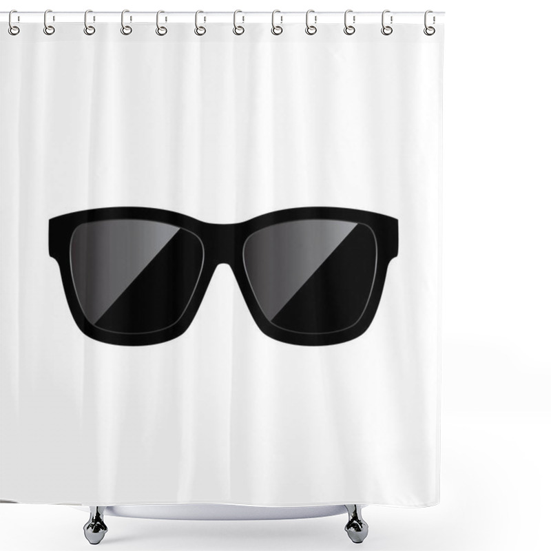 Personality  Black Sunglasses Summer Icon Isolated On White Shower Curtains