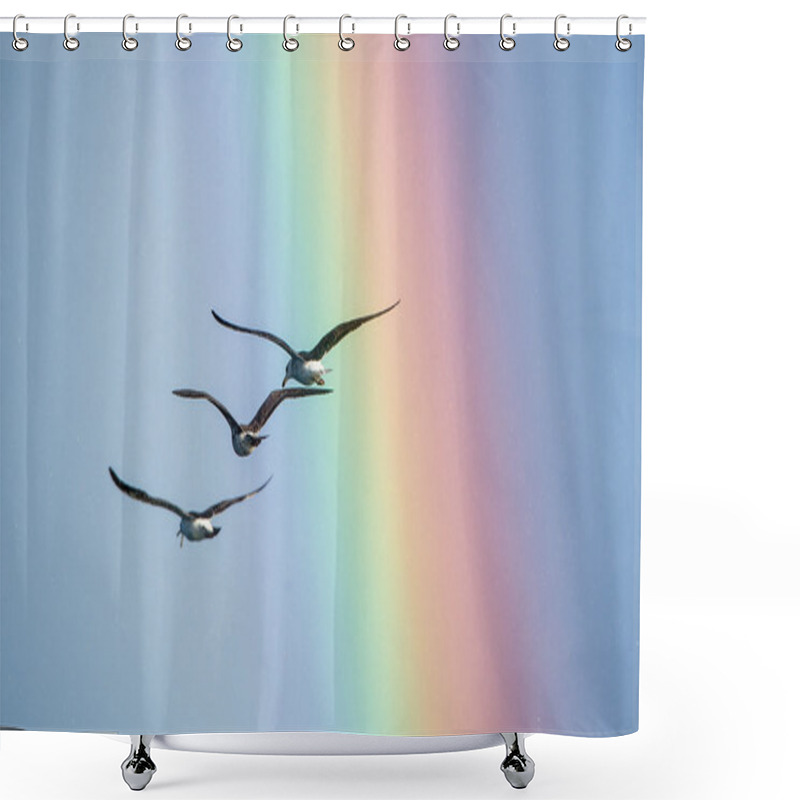 Personality  Flying Seagulls Over The Ocean Shower Curtains