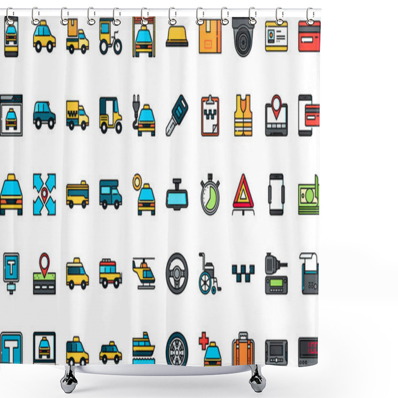 Personality  Taxi Service Icons High-Quality Vector Icons Collection With Editable Stroke. Ideal For Professional And Creative Projects. Shower Curtains