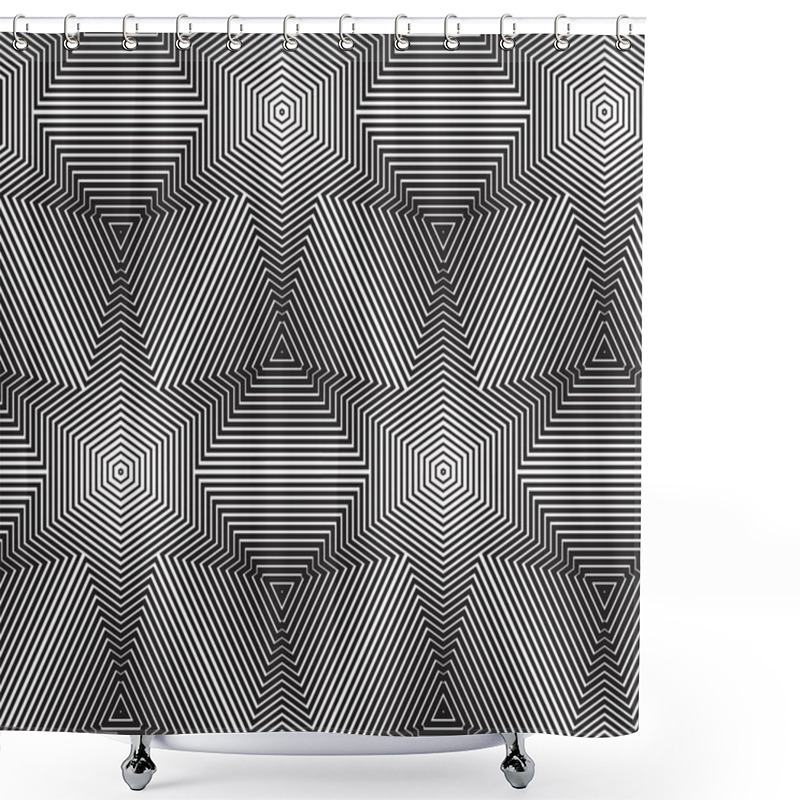 Personality  Black And White Op Art Design, Vector Seamless Pattern Backgroun Shower Curtains