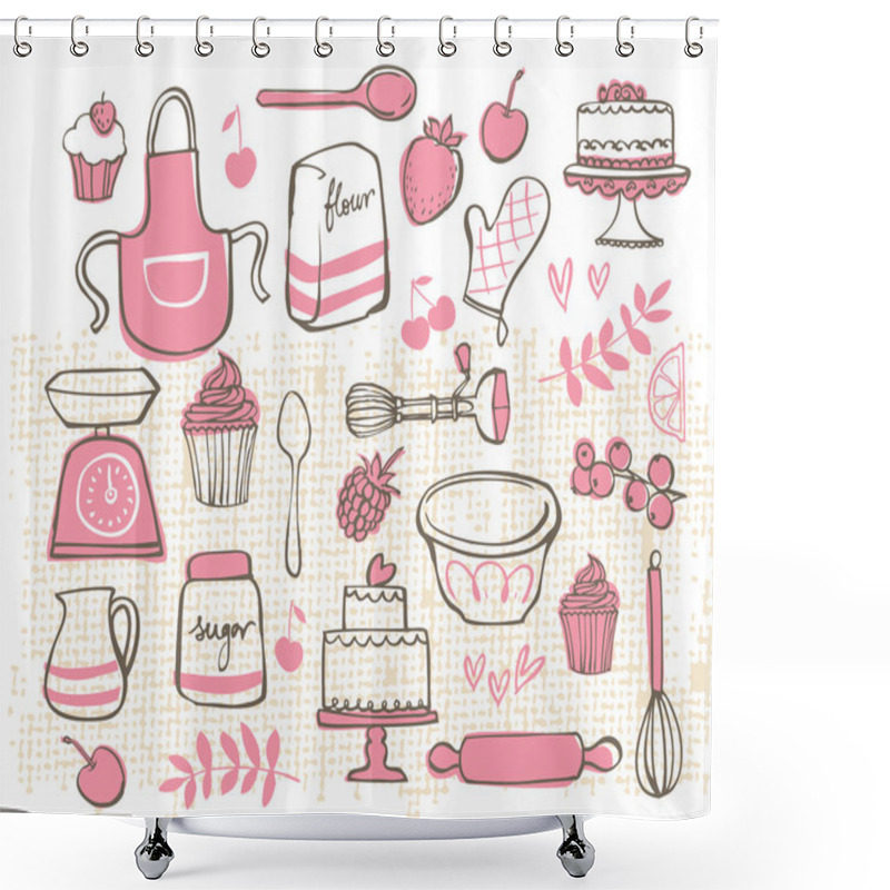 Personality  Baking Kitchen Iconsv Shower Curtains