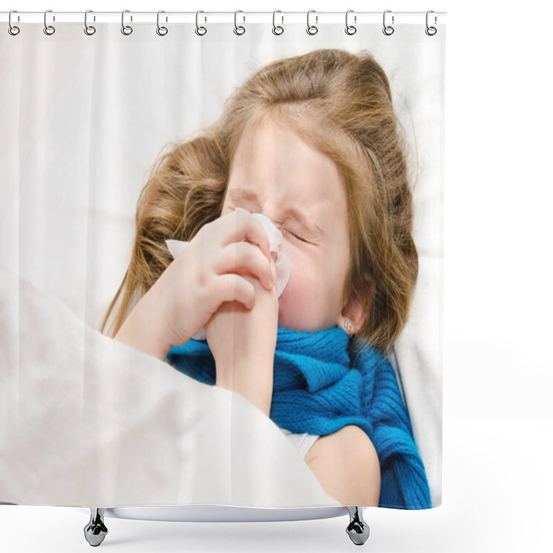 Personality  Little Girl Blowing Her Nose Shower Curtains