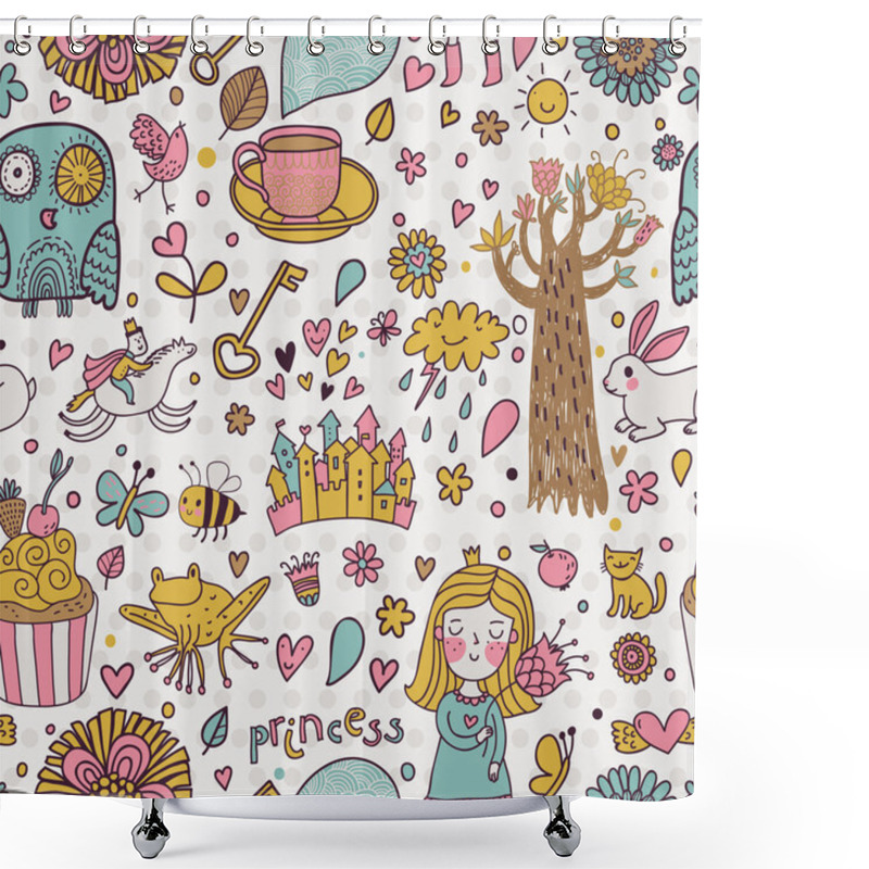 Personality  Little Princess, Horse, Magic Tree, Castle, Frog, Key, Cake. Shower Curtains