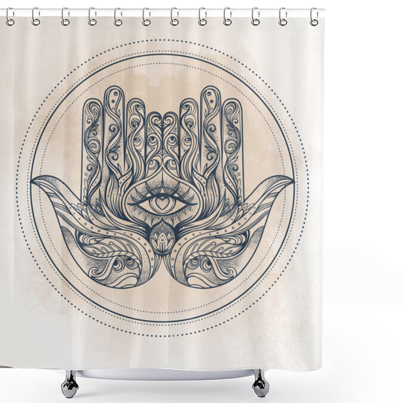 Personality  Ornate Hand Drawn Hamsa - Popular Arabic And Jewish Amulet. Shower Curtains