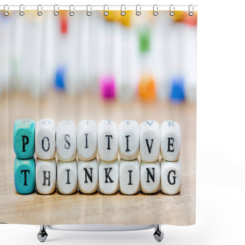 Personality  Wood Dice With Words Positive Thinking Motivational Slogan Shower Curtains