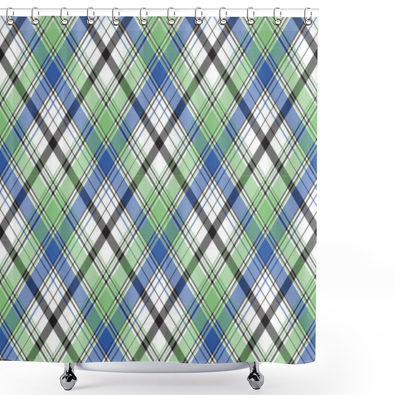 Personality  Diagonal Check Plaid Texture Seamless Pattern. Vector Illustration. Shower Curtains