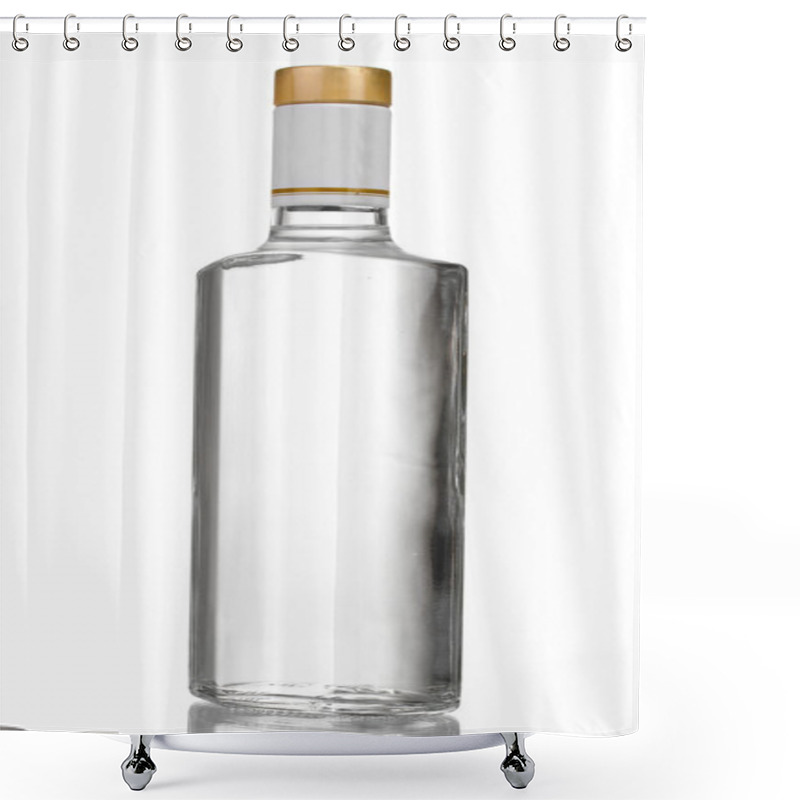 Personality  Bottle Of Vodka Isolated On White Shower Curtains