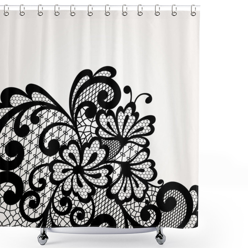 Personality  Black Vector Lace Corner Shower Curtains