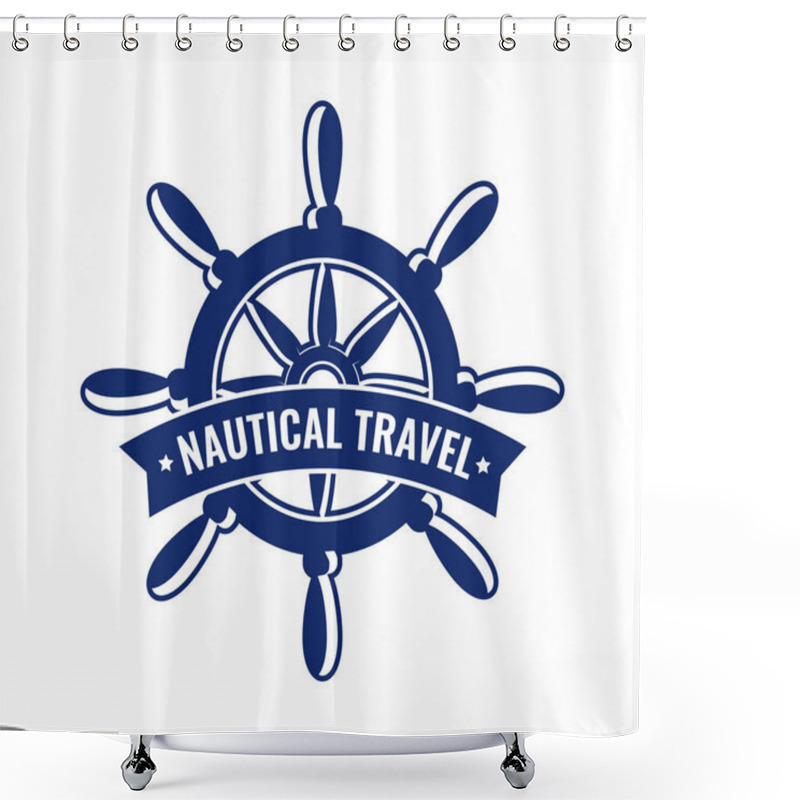 Personality  Vector Emblem With Steering Wheel. Design Element Of Badge With Caption Nautical Travel. Logo Illustration For Signboard, Posters Or Decoration Of Nautical Tours And Travel Cruises Shower Curtains