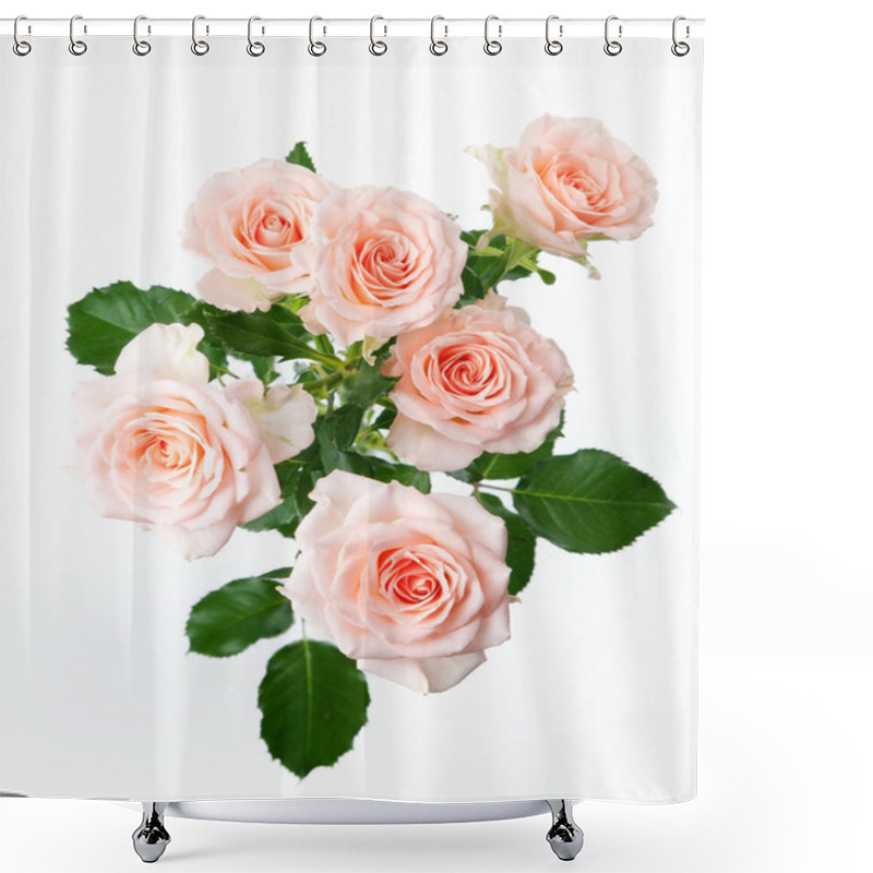 Personality  Bunch Of Rose Flowers On White Background Shower Curtains