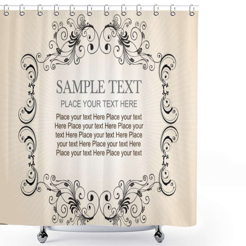 Personality  Retro Floral Frame Illustration Shower Curtains