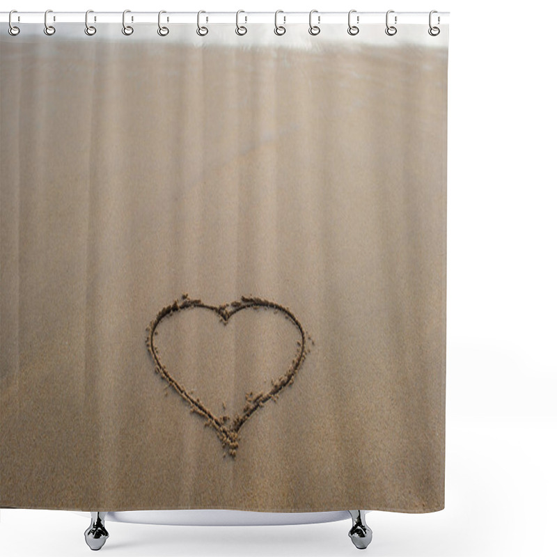 Personality  Heart Shape Sign On Sand Shower Curtains