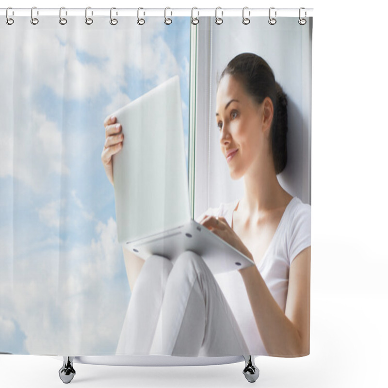 Personality  Working In A Laptop Shower Curtains