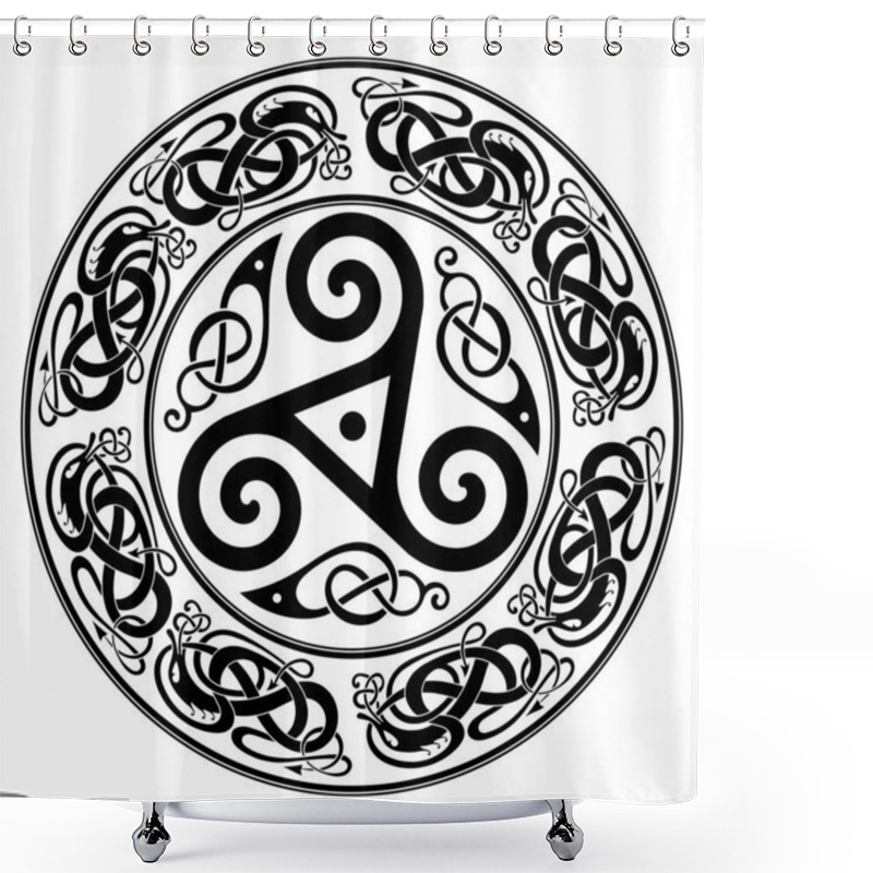 Personality  Round Celtic Design, Triskele And Celtic Pattern Shower Curtains