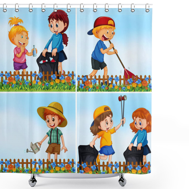 Personality  Good Kids Taking Care Of Environment Shower Curtains