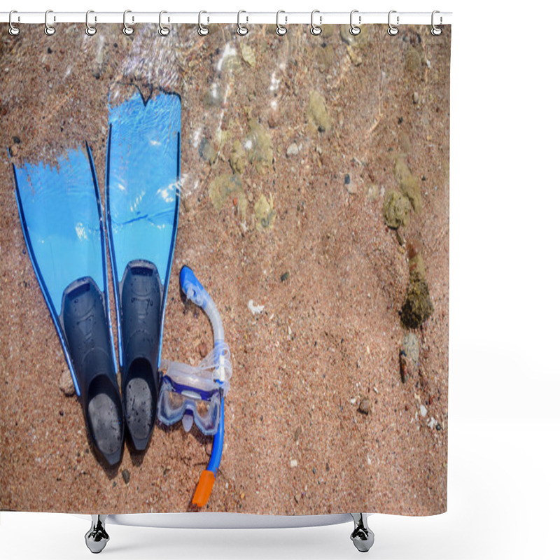 Personality  Skin Diving Gear Lying On A Beach Shower Curtains