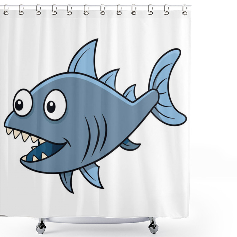 Personality  Wolf Fish Isolated Flat Vector Illustration On White Background Shower Curtains