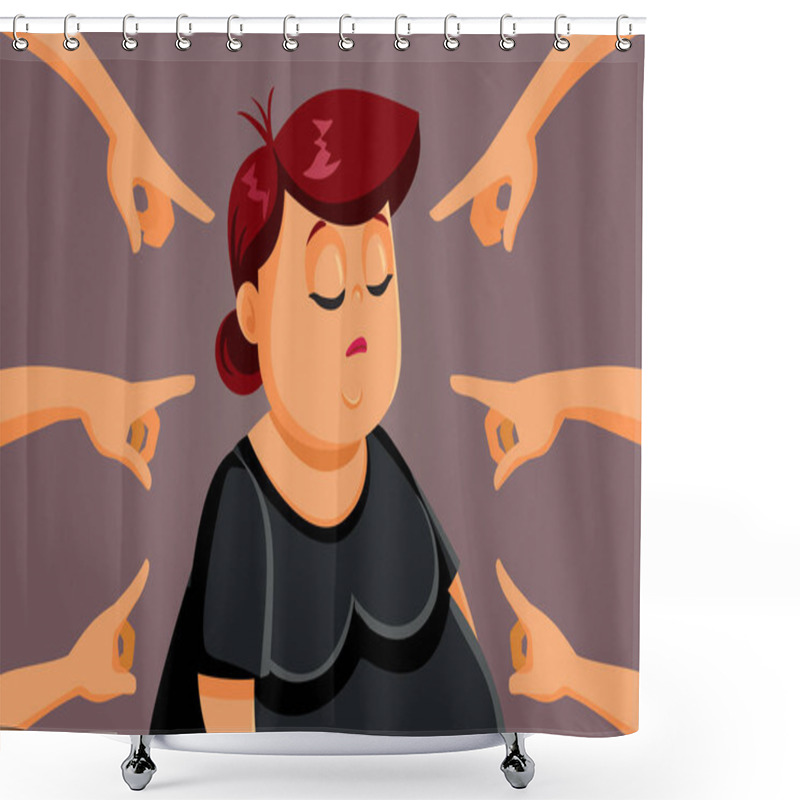 Personality  Unhappy Adult Woman Being Fat Shamed And Bullied Shower Curtains