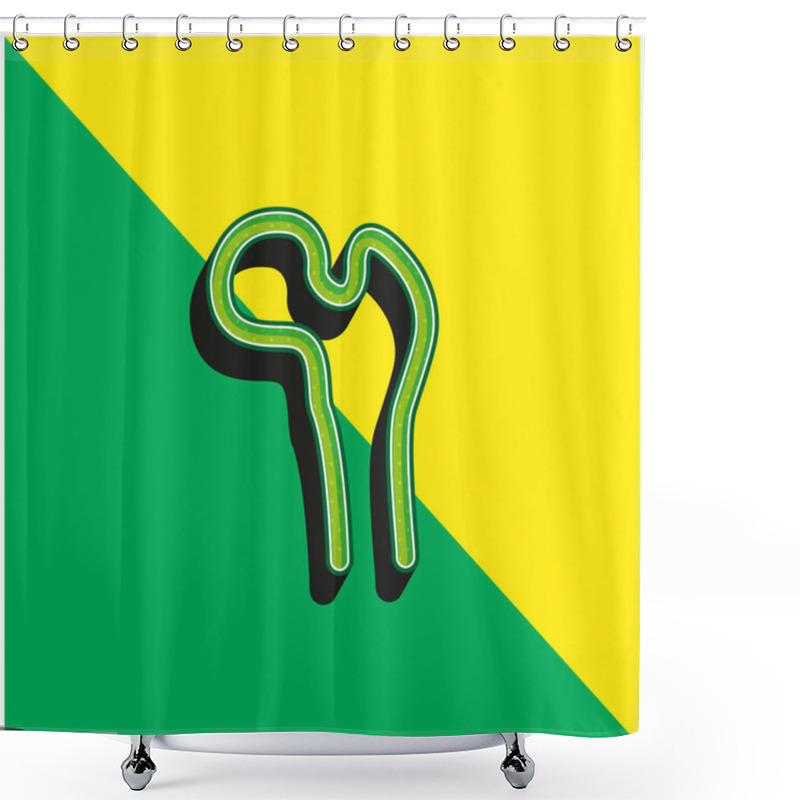 Personality  Bone Structure Tip Green And Yellow Modern 3d Vector Icon Logo Shower Curtains