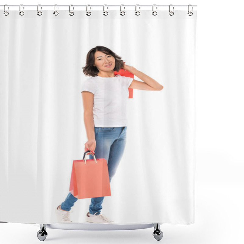 Personality  Woman With Shopping Bags Shower Curtains