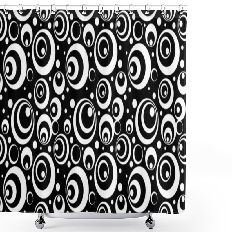 Personality  Full Frame Black And White Circles Pattern, Vector Background  Shower Curtains