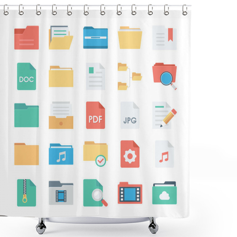 Personality  Files And Folders Vector Icons 2 Shower Curtains