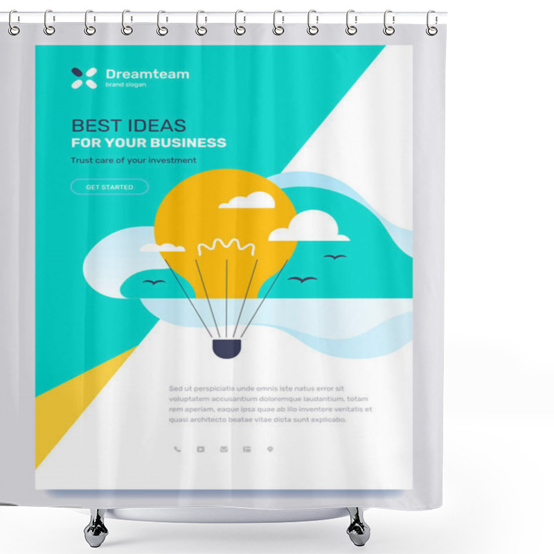 Personality  Vector Business Template With Illustration Of Flying Air Balloon Shower Curtains