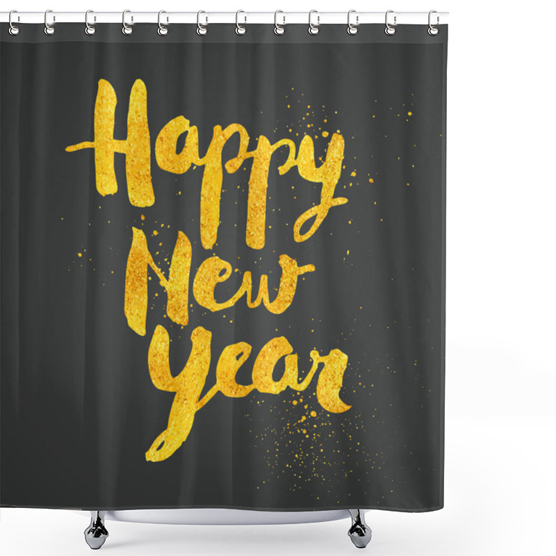 Personality  Happy New Year In Gold Shower Curtains