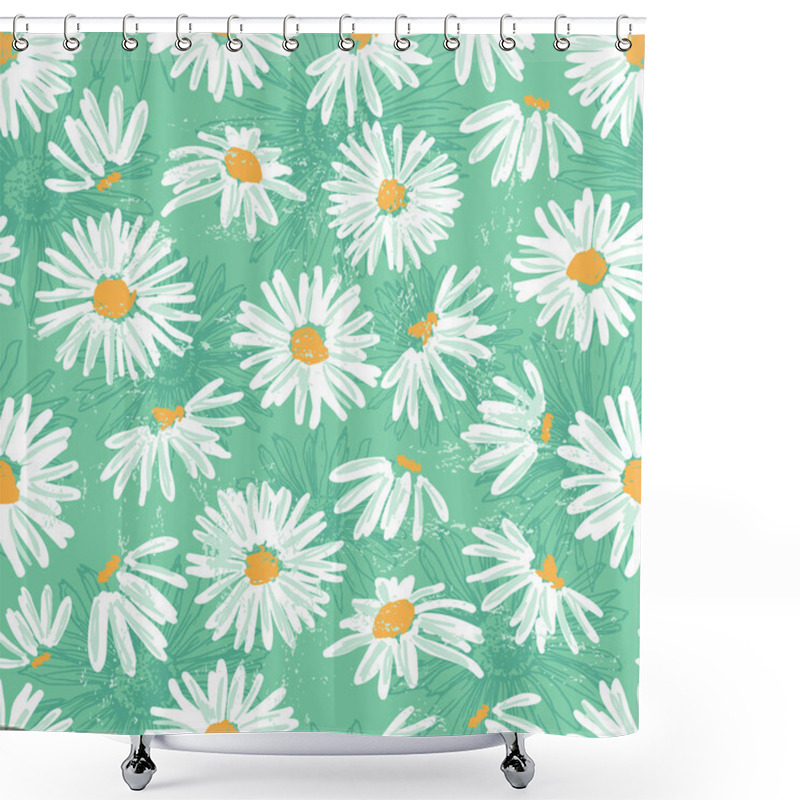 Personality  Hand Drawn Pretty Daisies Seamless Pattern Shower Curtains