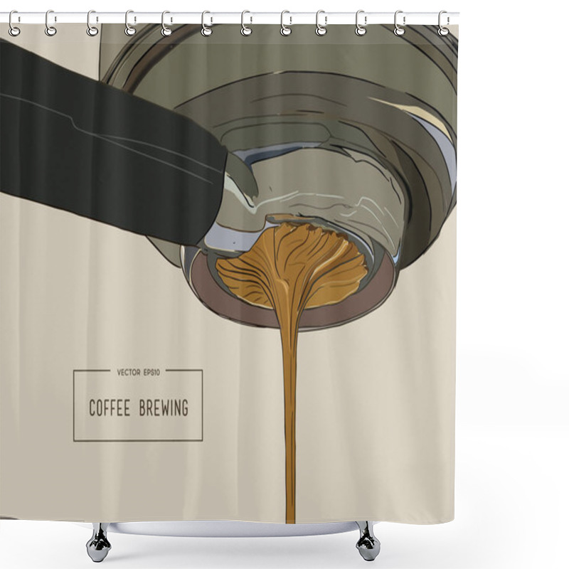 Personality  Close-up Of Espresso Pouring From Coffee Machine. Professional C Shower Curtains