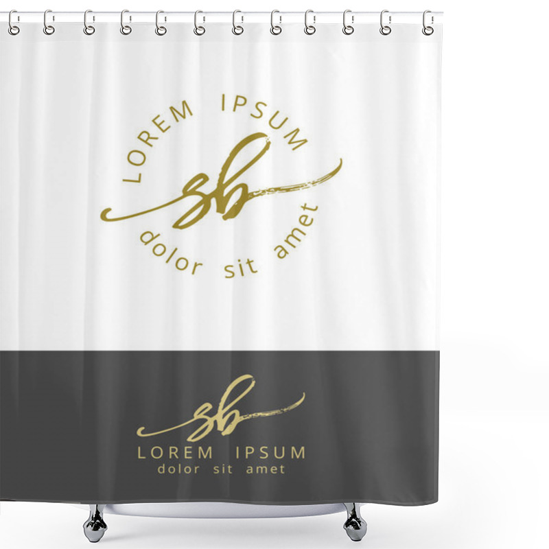 Personality  S B. Handdrawn Brush Monogram Calligraphy Logo Design Shower Curtains