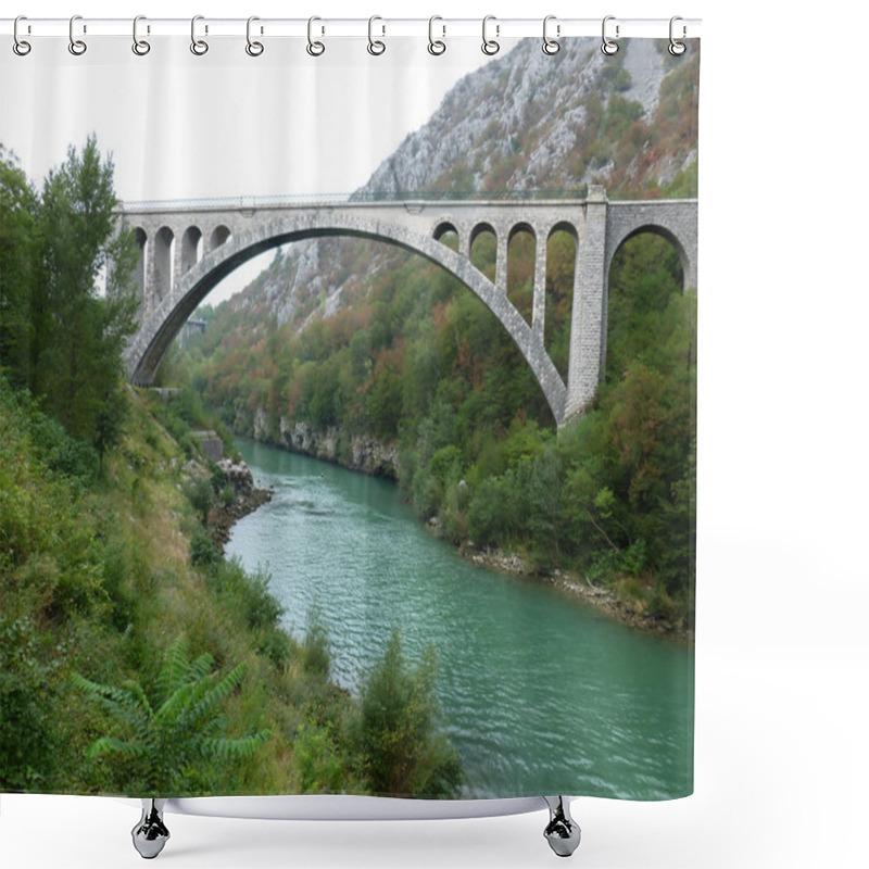 Personality  The Solkan Railway Bridge Shower Curtains