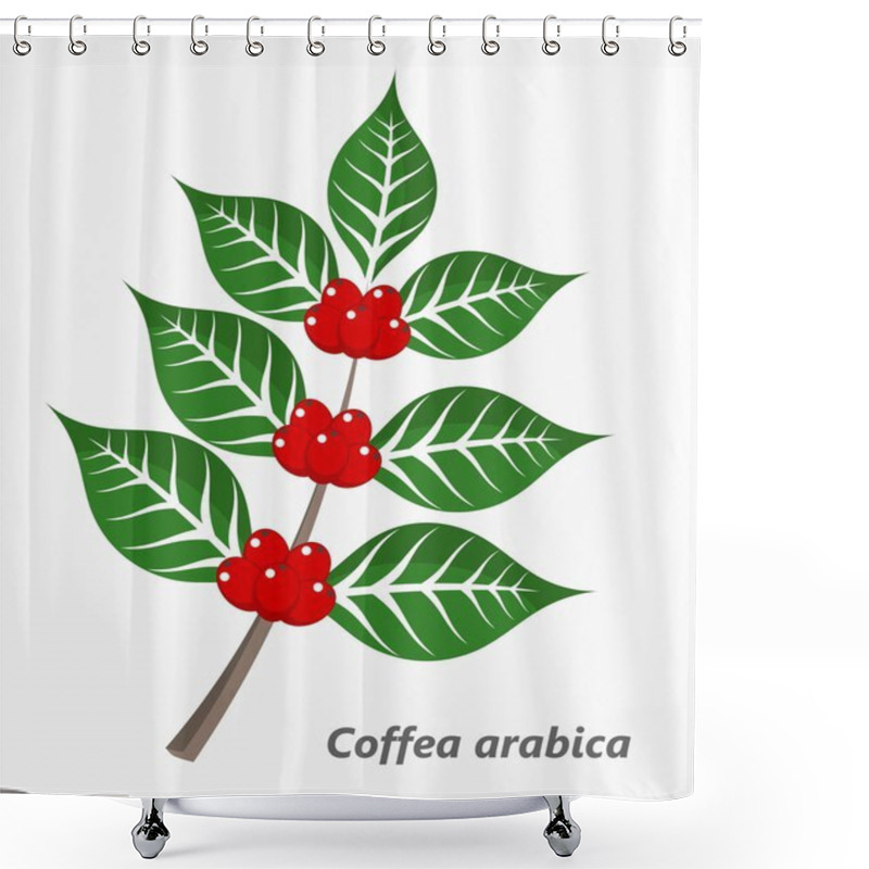 Personality  Coffee Plant With Green Leaves Shower Curtains