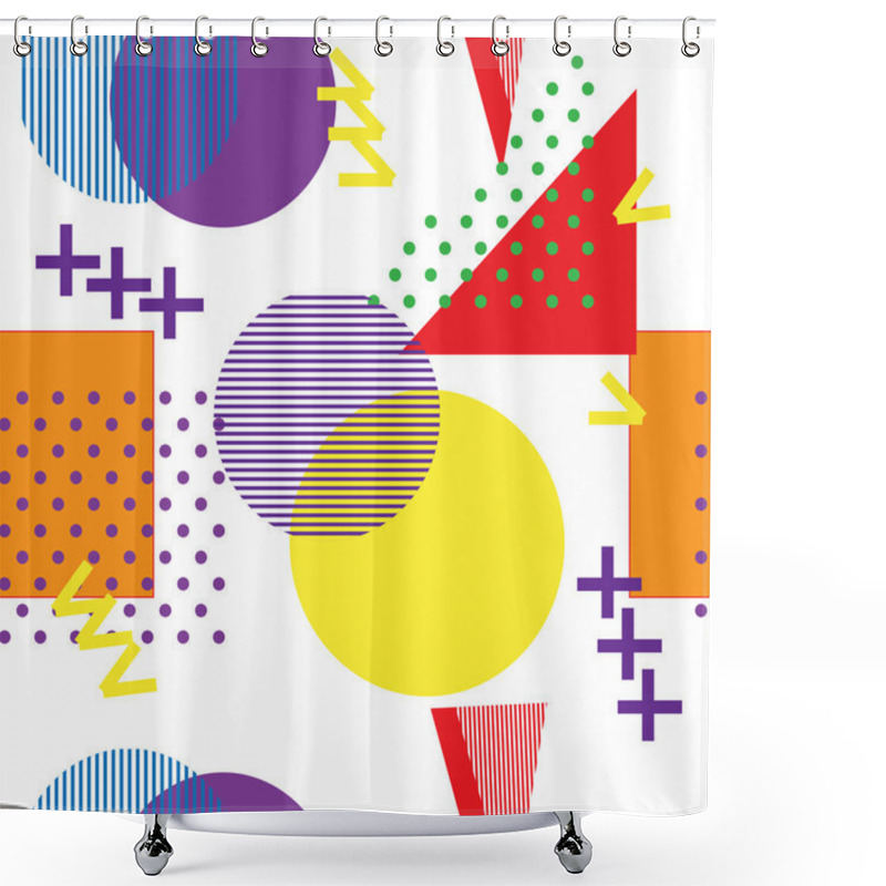 Personality  Style Retro Memphis 80s Or ' 90s-inspired Fashion Abstract Backg Shower Curtains