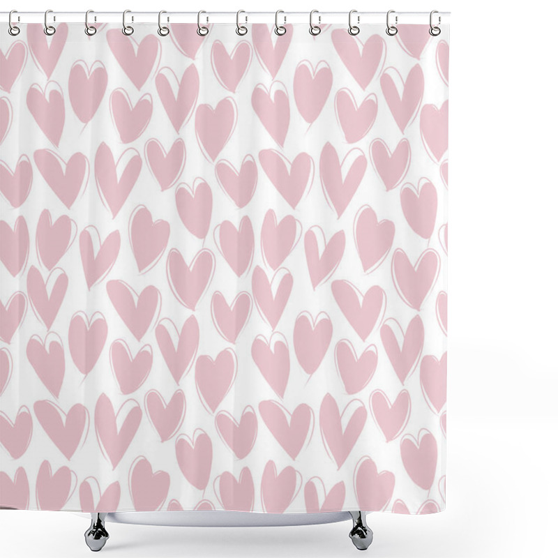 Personality  Heart Shape Brush Strokes Seamless Pattern Shower Curtains