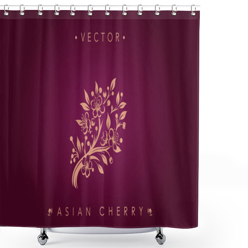 Personality  Rich Maroon And Gold Cherry Blossom Vector Design Shower Curtains