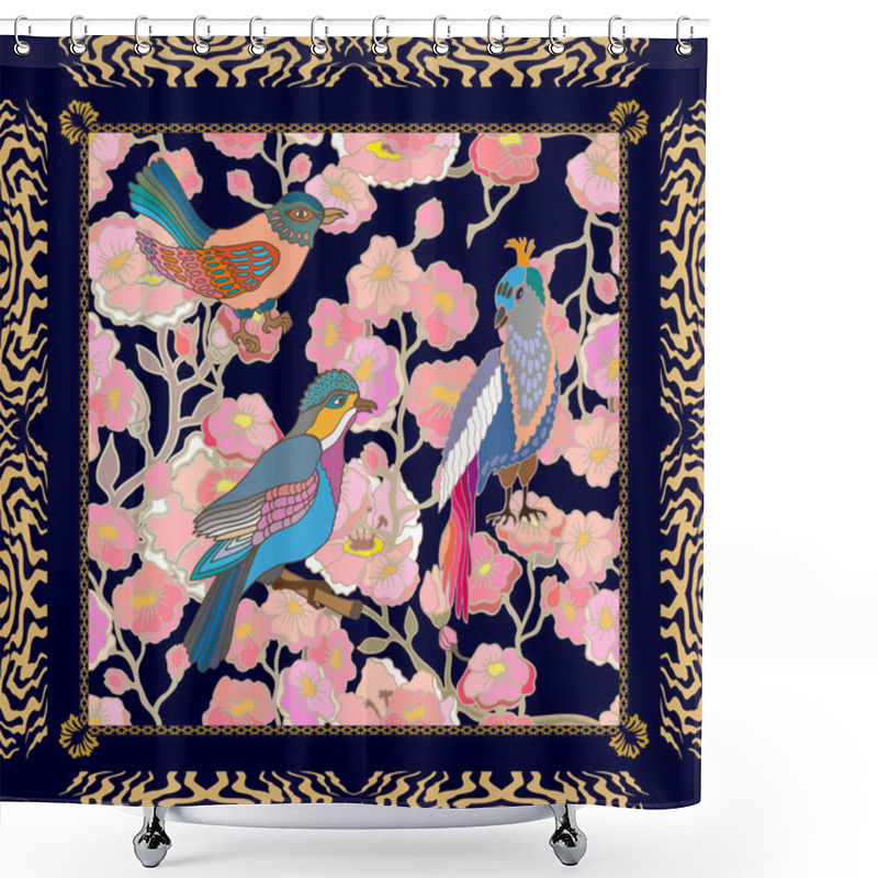 Personality  Japanese Garden. Seamless Oriental Pattern With Victorian Motifs.  Shower Curtains