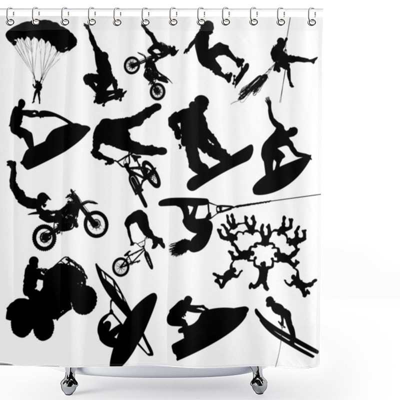 Personality  Extreme Sport Silhouettes Shower Curtains