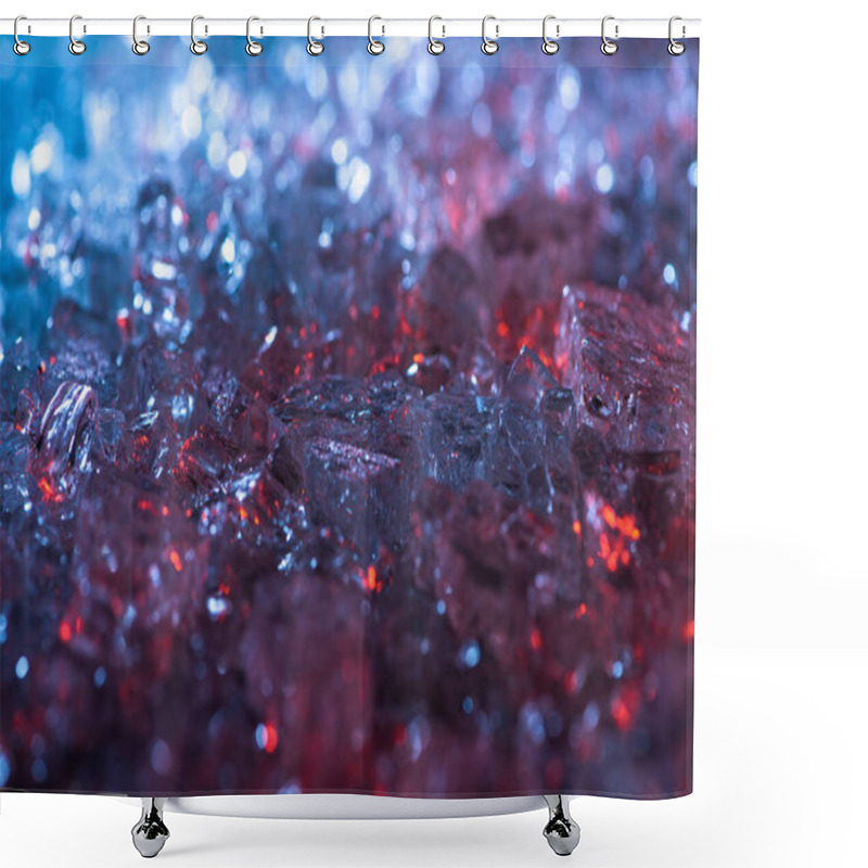 Personality  Close Up View Of Abstract Red And Blue Crystal Textured Background Shower Curtains