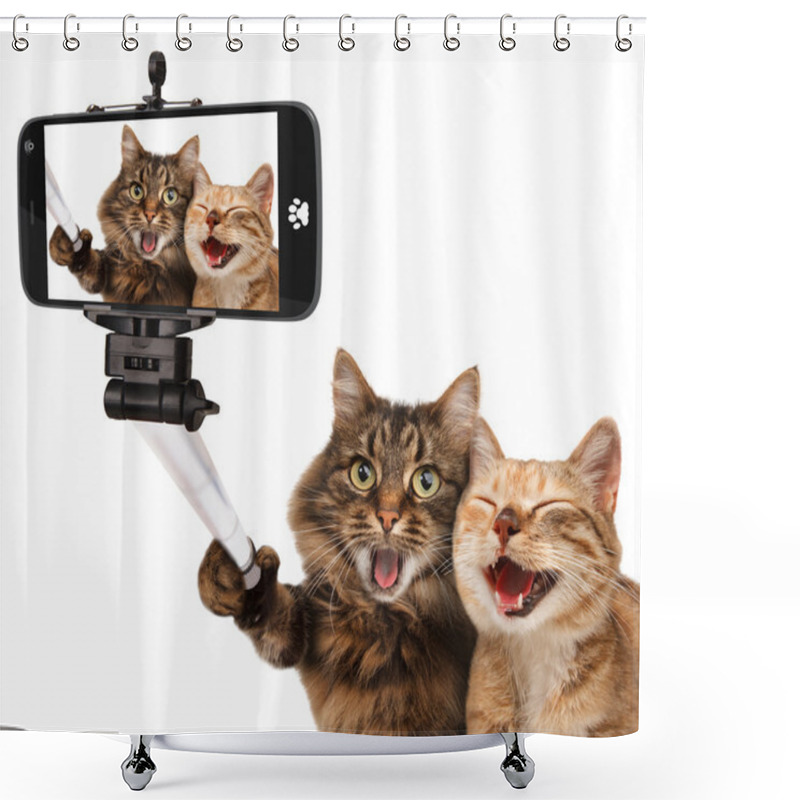 Personality  Funny Cats - Self Picture. Shower Curtains