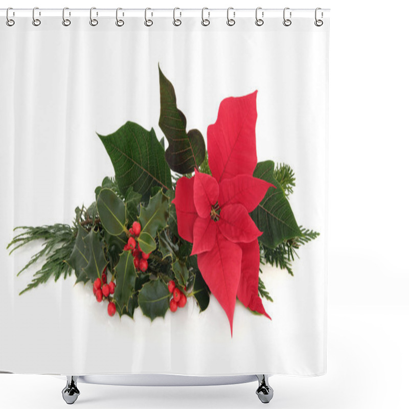 Personality  Poinsettia Flower Decoration Shower Curtains