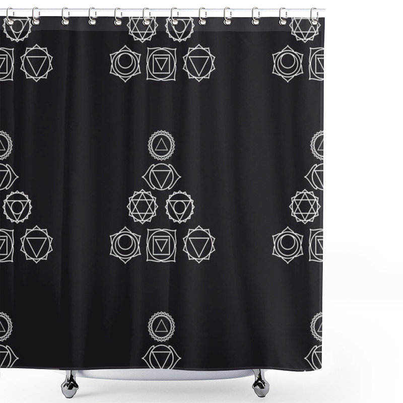 Personality  Abstract Geometric Background, Seven Human Chakras, Vector Seaml Shower Curtains