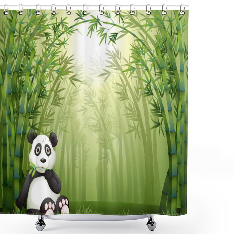 Personality  A Panda Bear And Bamboo Forest Shower Curtains