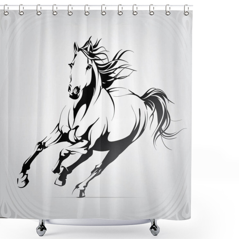 Personality  Silhouette Of The Running Horse Shower Curtains