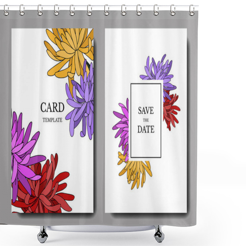 Personality  Vector Chrysanthemum Floral Botanical Flower. Black And White Engraved Ink Art. Wedding Background Card. Shower Curtains