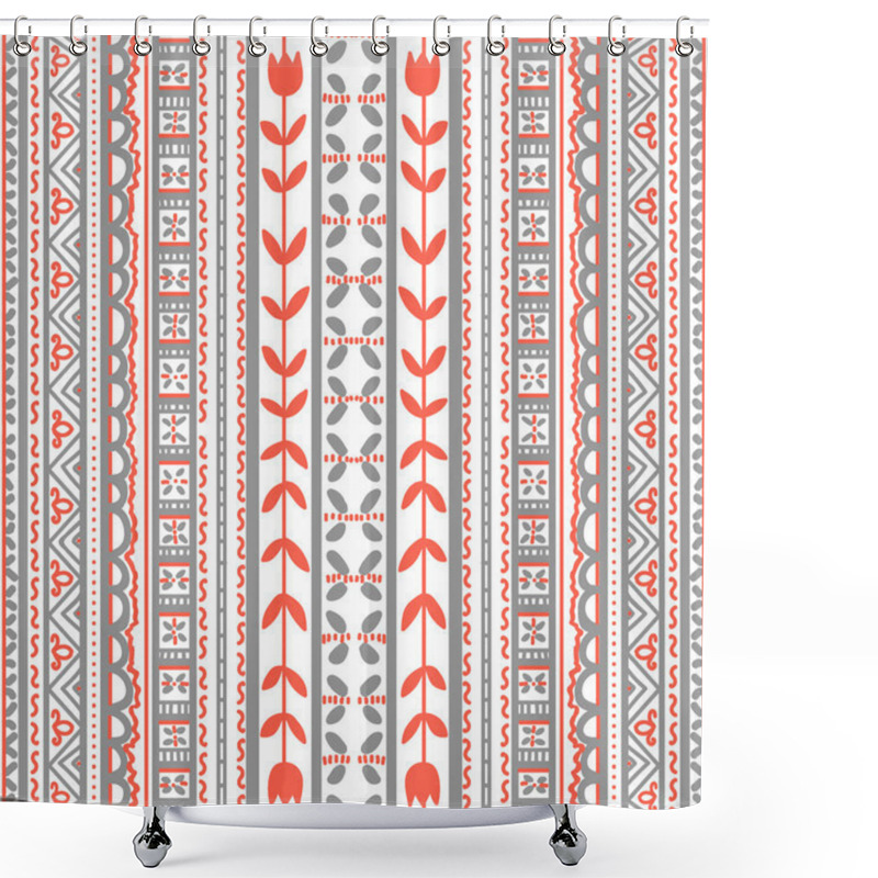 Personality  Seamless Pattern. Floral Folk Ornament Shower Curtains