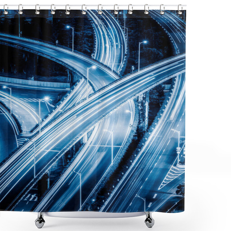 Personality  Aerial View Of Shanghai Overpass At Night Shower Curtains