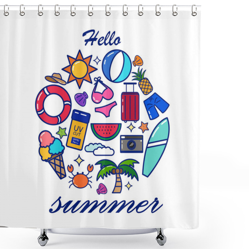 Personality  Summer And Travel Icon Set Shower Curtains